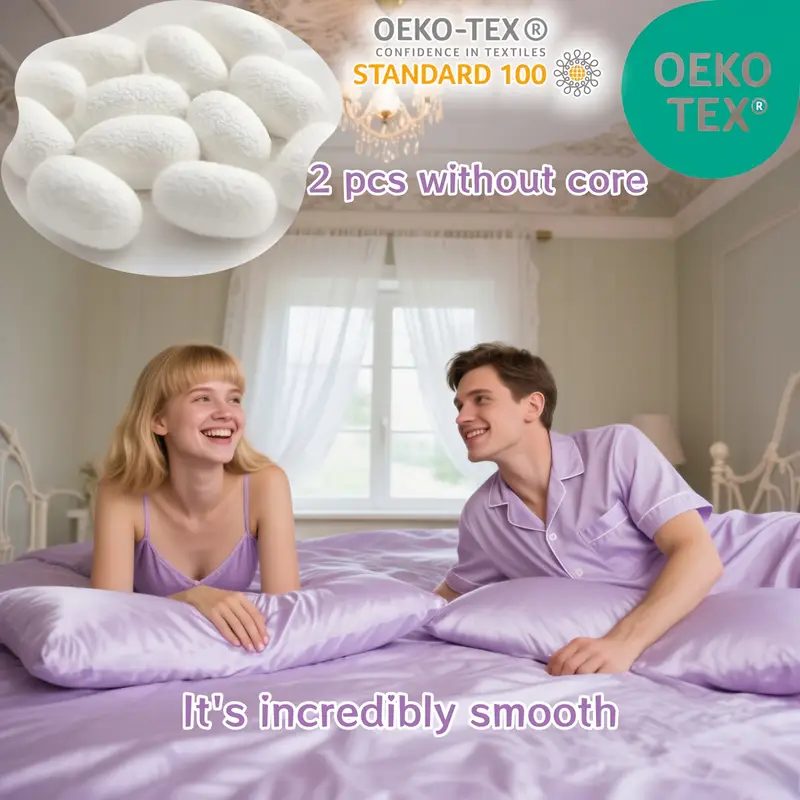2pcs 100   pillowcases double sided hidden zipper closure 19mm thick elegant purple bedding for couples luxury gift for       smooth texture Product details 4