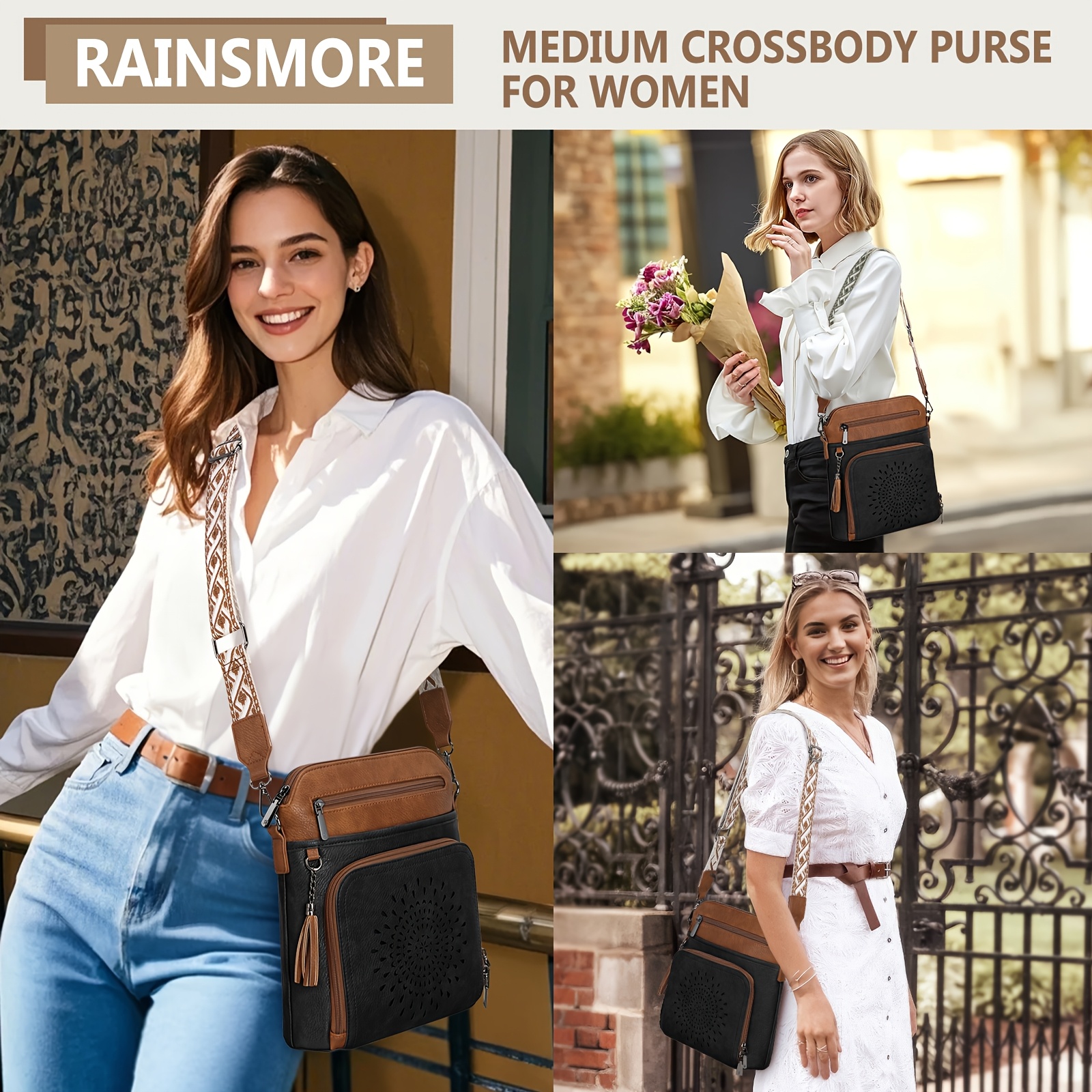 RAINSMORE Designer Medium Crossbody Bag for Women