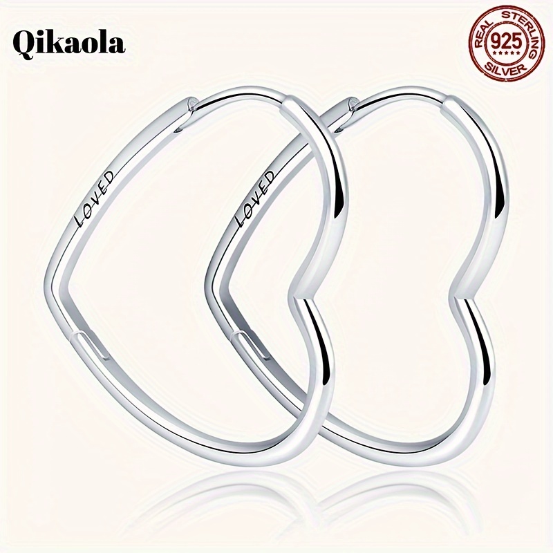 

Elegant & Sexy 925 Sterling Silvery Heart-shaped Hoop Earrings - Hypoallergenic, Perfect For Casual Attire Or Gifting