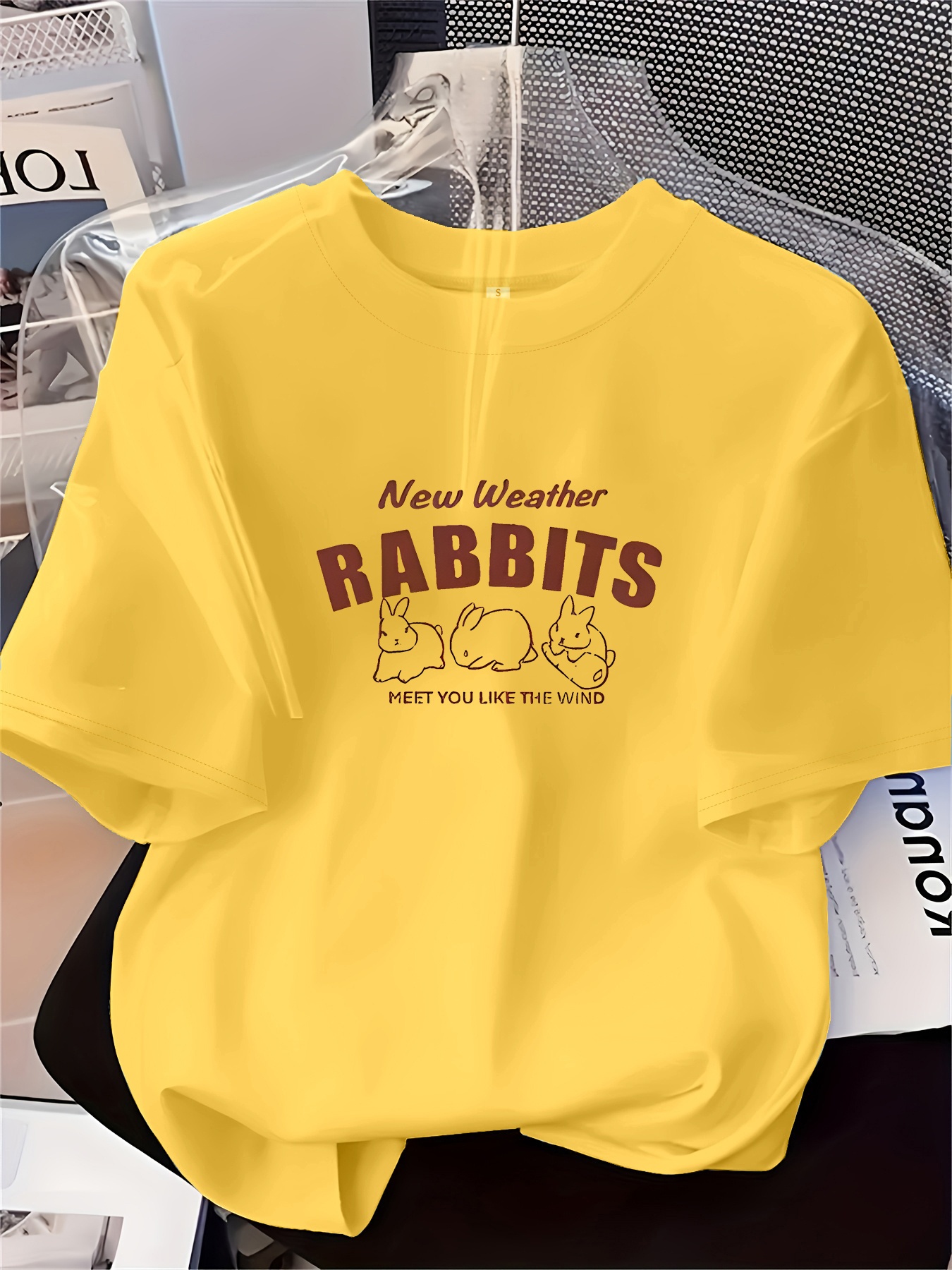 women's pink crewneck sweatshirt pastel bunny graphic funny Temu