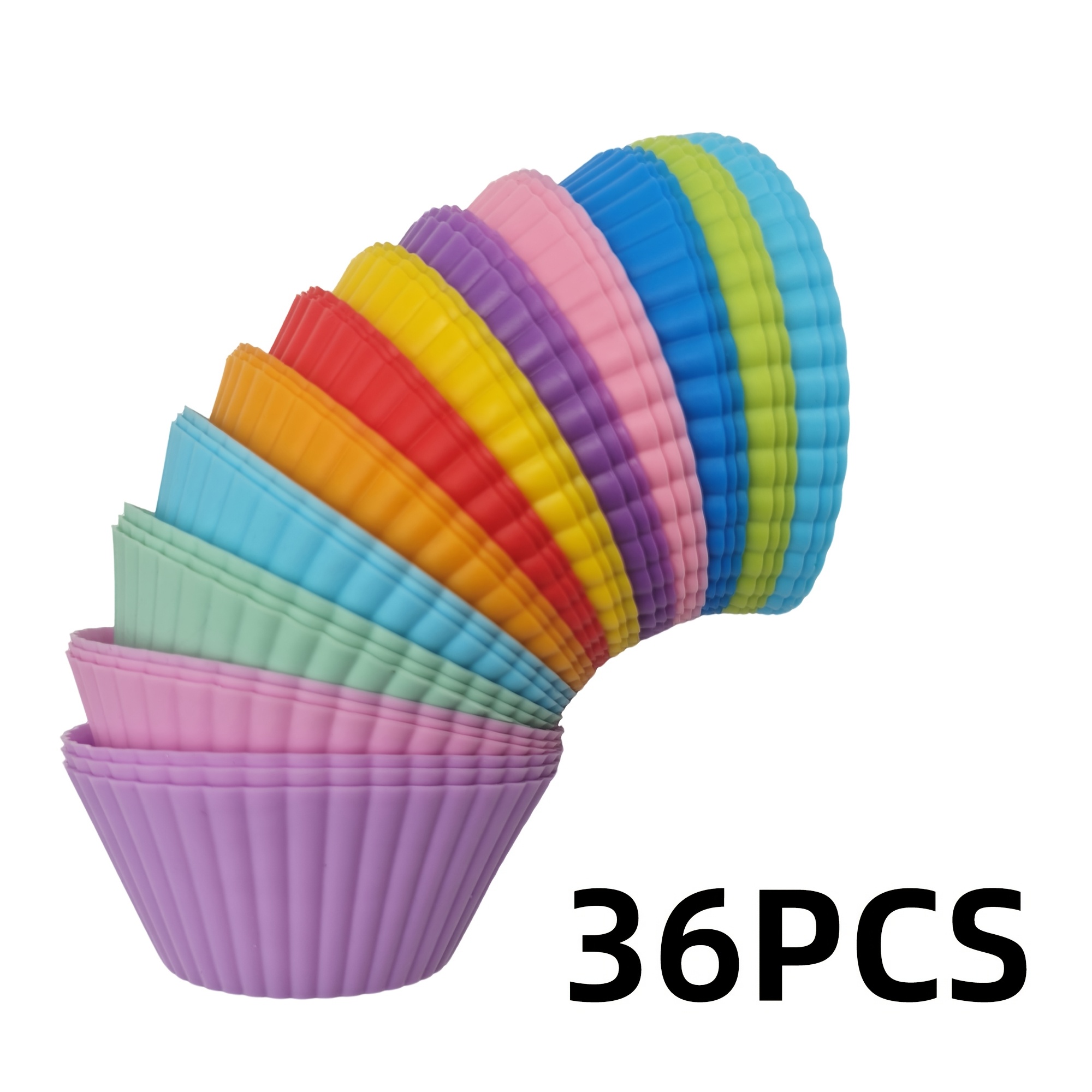 TEMU 36pcs Set Of Colorful Round Muffin Cups. Various Occasions: Egg, Puddings, Cakes, And More. Microwave, Oven, And Steamer Safe. Ideal For Holiday
