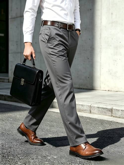 mens 100 non iron business casual straight leg trousers summer thin diagonal pocket mens straight pants mens pure long trousers mens dress trousers formal trousers zipper mens pants solid color