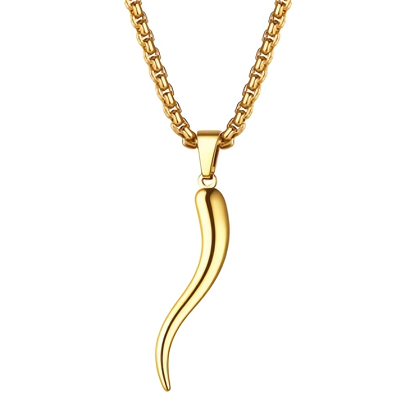 Image of Italian Horn Necklace For - Retro Minimalist Amulet Pendant Suitable For Daily Wear & Parties, Unisex Gift For Mother's Day, Valentine's Day, Token For Family, , Lovers (italian)
