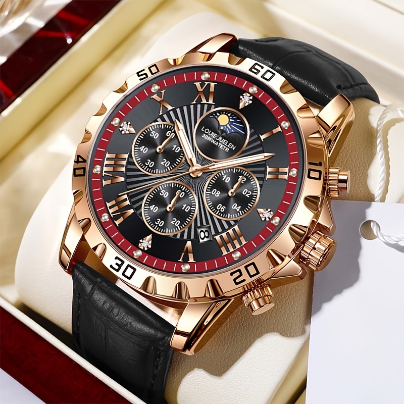 TEMU A Stylish Men's Mechanical Watch With A Luxurious Stainless - Elegant Round Dial, Date Display, Making It An Ideal Christmas And Valentine's Day