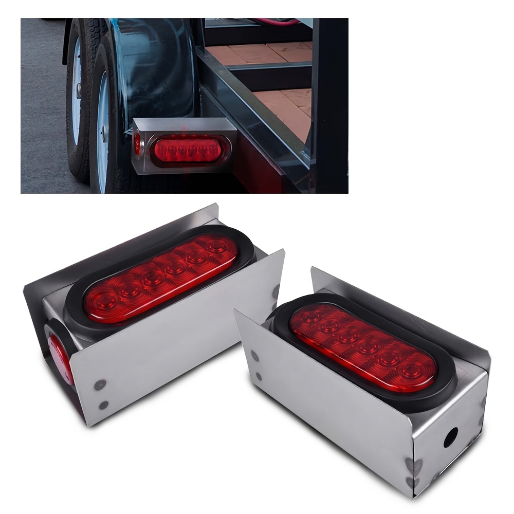 TEMU Trailer Lights Trailer Tail Lights Steel Box Kit W/ 6" Oval Tail Light 2" Marker Lamp Fit For Truck, Trailer Lights And Wiring Kit, Trailer Accessories
