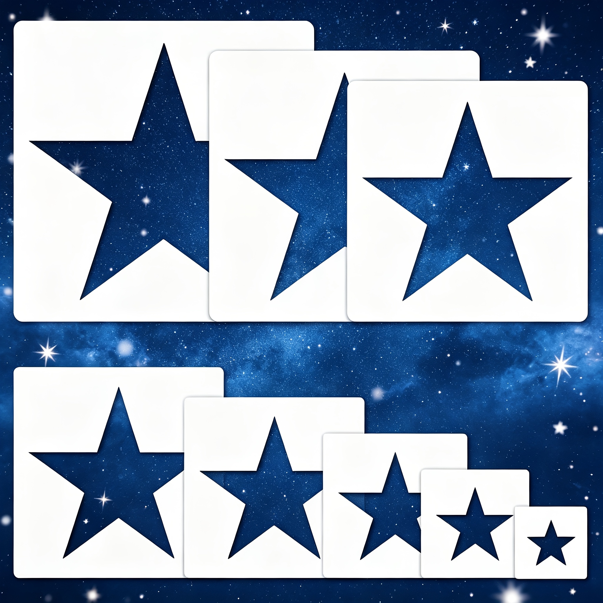 TEMU 8pcs Star Template Set - Durable Plastic Painting Templates For Artists And Crafters