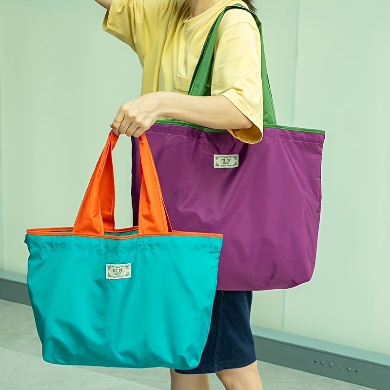 

Solid Color Folding Shopping Bag, Waterproof Portable Tote Bag
