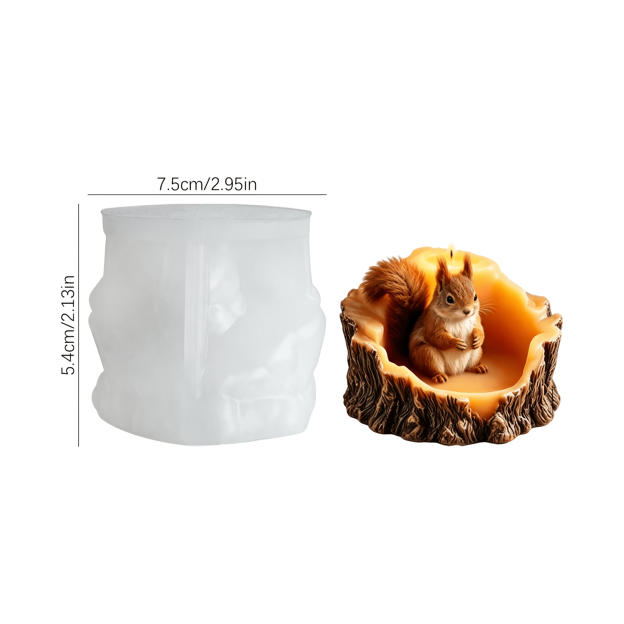 TEMU 3D Eekhoorn Geurkaars Siliconen Mal Schattige Kleine Eekhoorn Gips Resin Ornament Mal Kaars Maken Mal Schattige Eekhoorn En Ontwerp Makkelijk te