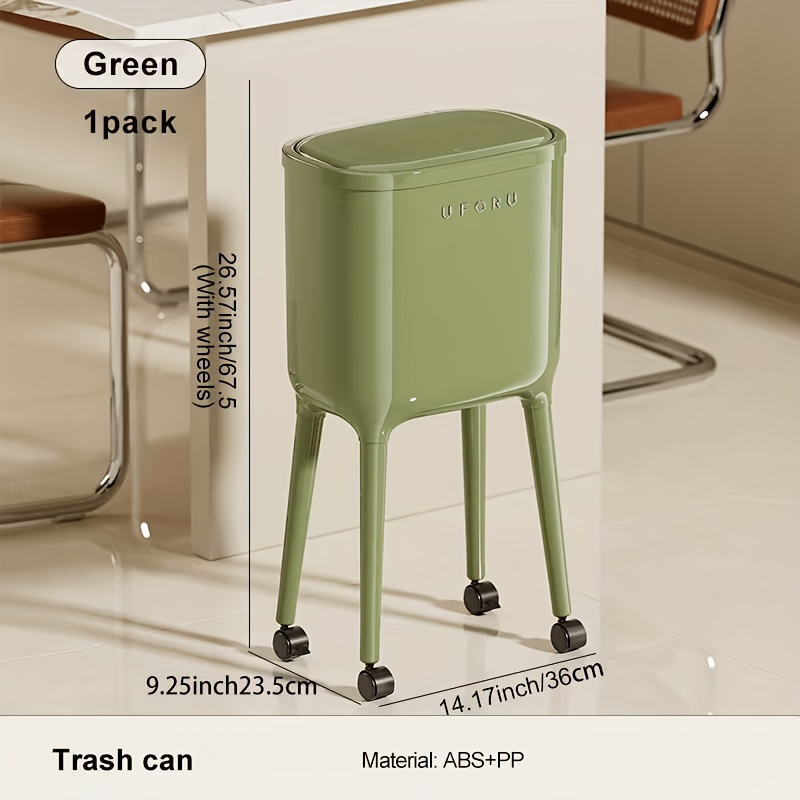 TEMU Poubelle à roulettes de cuisine à jambes hautes , salon et chambre à coucher avec un sentiment de luxe, poubelle mobile de grande