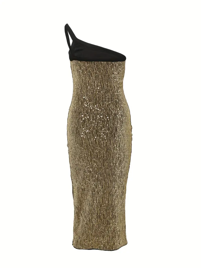 single shoulder metallic thread sequined bodycon dress temu - Temu single shoulder metallic thread sequined bodycon dress temu - Temu
