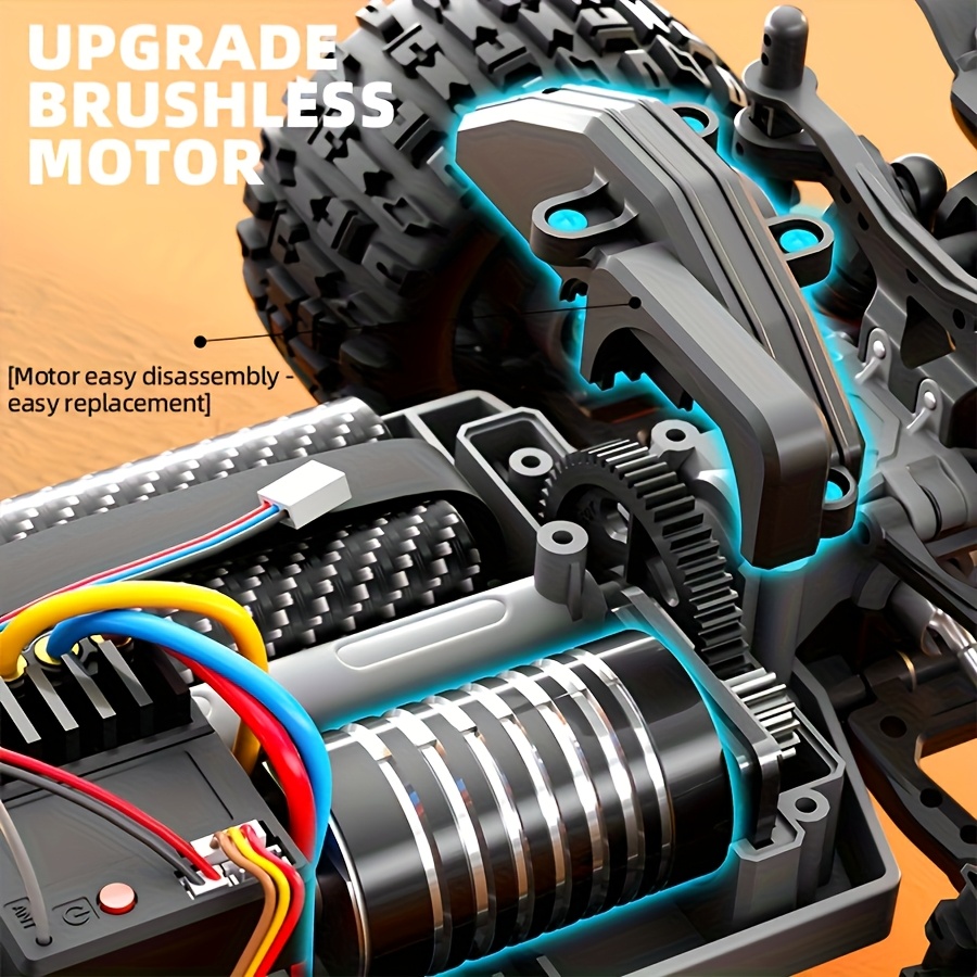 2025 Upgraded Black Four-Wheel Remote-Controlled Racing Car - High-Speed Off-Road Toy Car with Adjustable Headlight Mode & Turn Signal, 80km/h Brushless Motor, USB Rechargeable, Durable Plastic Body, Touch Control, Perfect Holiday/Birthday Gift, Remote Control Car, Outdoor Playtime, Sporty Design, Sturdy Construction