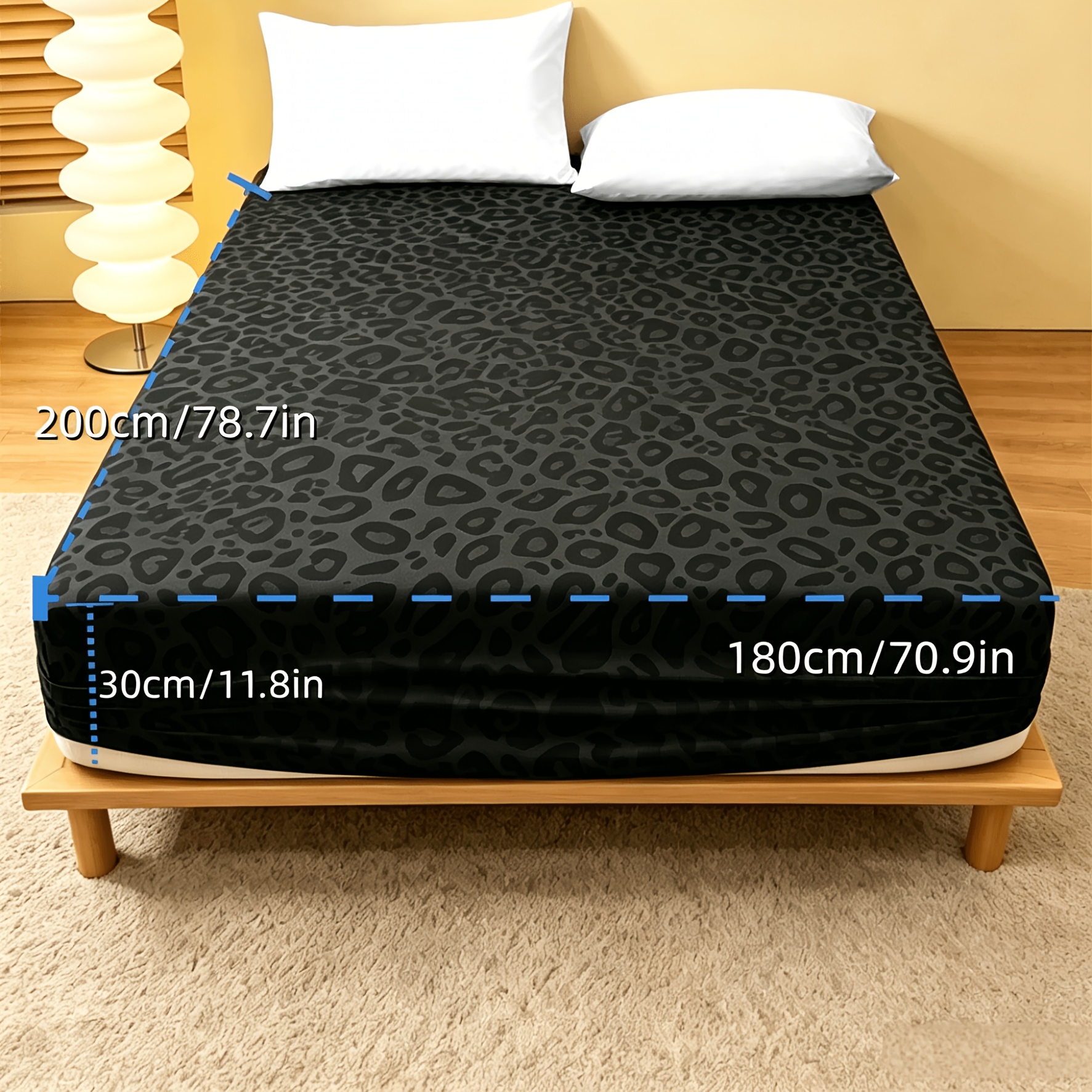 TEMU Sábana bajera ajustada individual de 1 pieza con estampado de leopardo , y ( de almohada no incluida), protector de colchón con estampado de