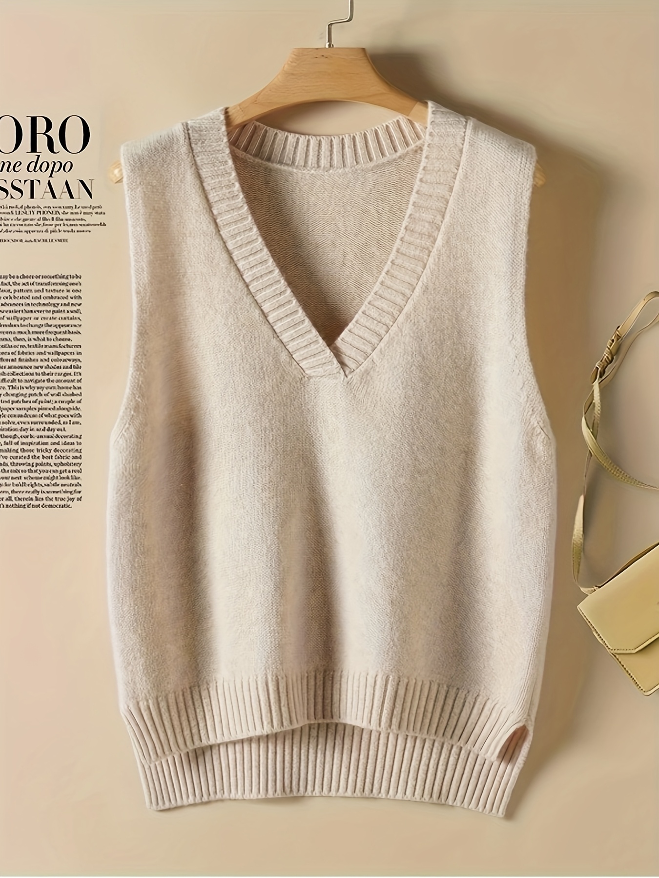 women's casual knit v neck sweater vest sleeveless loose fit