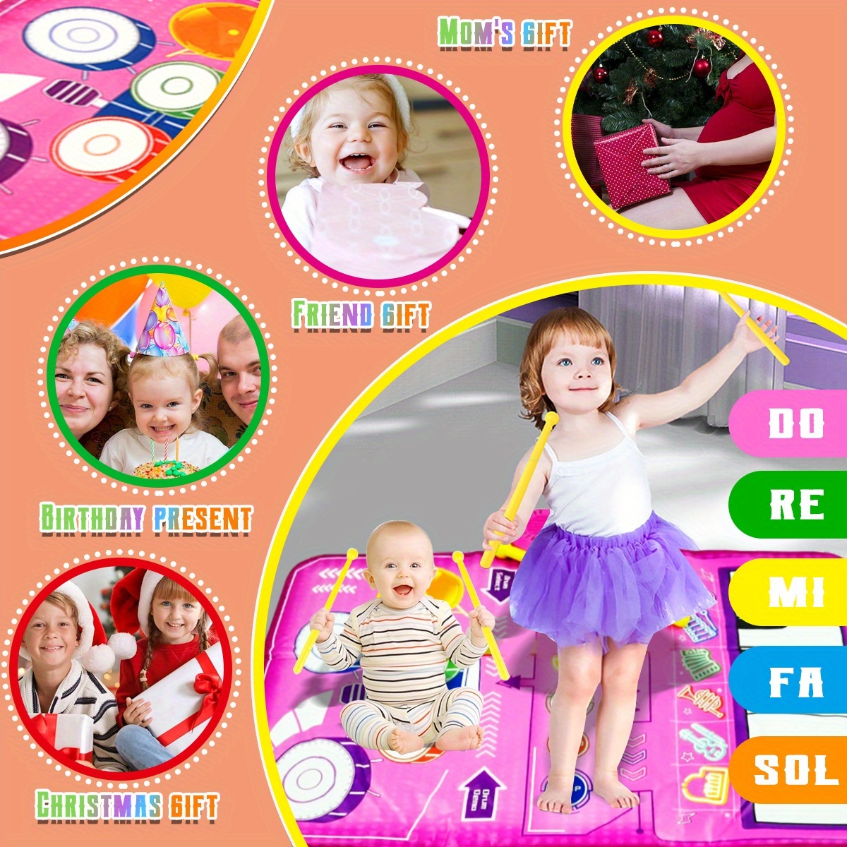 Interactieve Muzikale Piano Mat voor Kinderen - Educatief Keyboard met Kleurgecodeerde Toetsen, Levendige Muzieknoten & Symbolen, Zachte Polyester Stof, Verjaardagscadeau Voor Jongens & Meisjes (willekeurige Kleur), Piano Voor Kinderen, Speels Ontwerp, Duurzame Constructie