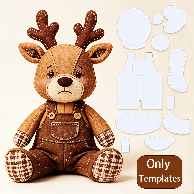 TEMU 1 Set (11pcs) Reindeer Sewing Templates - Suitable For Doll Making, Quilting Stencils, Plush Crafts, Scrapbooking & Hand-sewing Patterns For