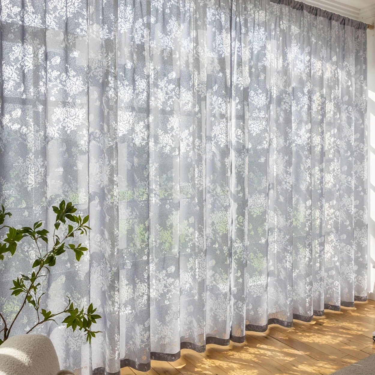 

2pcs Finished Curtains Finished Window Suitable For Living Room, Balcony, Bedroom, Home Office Rod Type Simple Installation