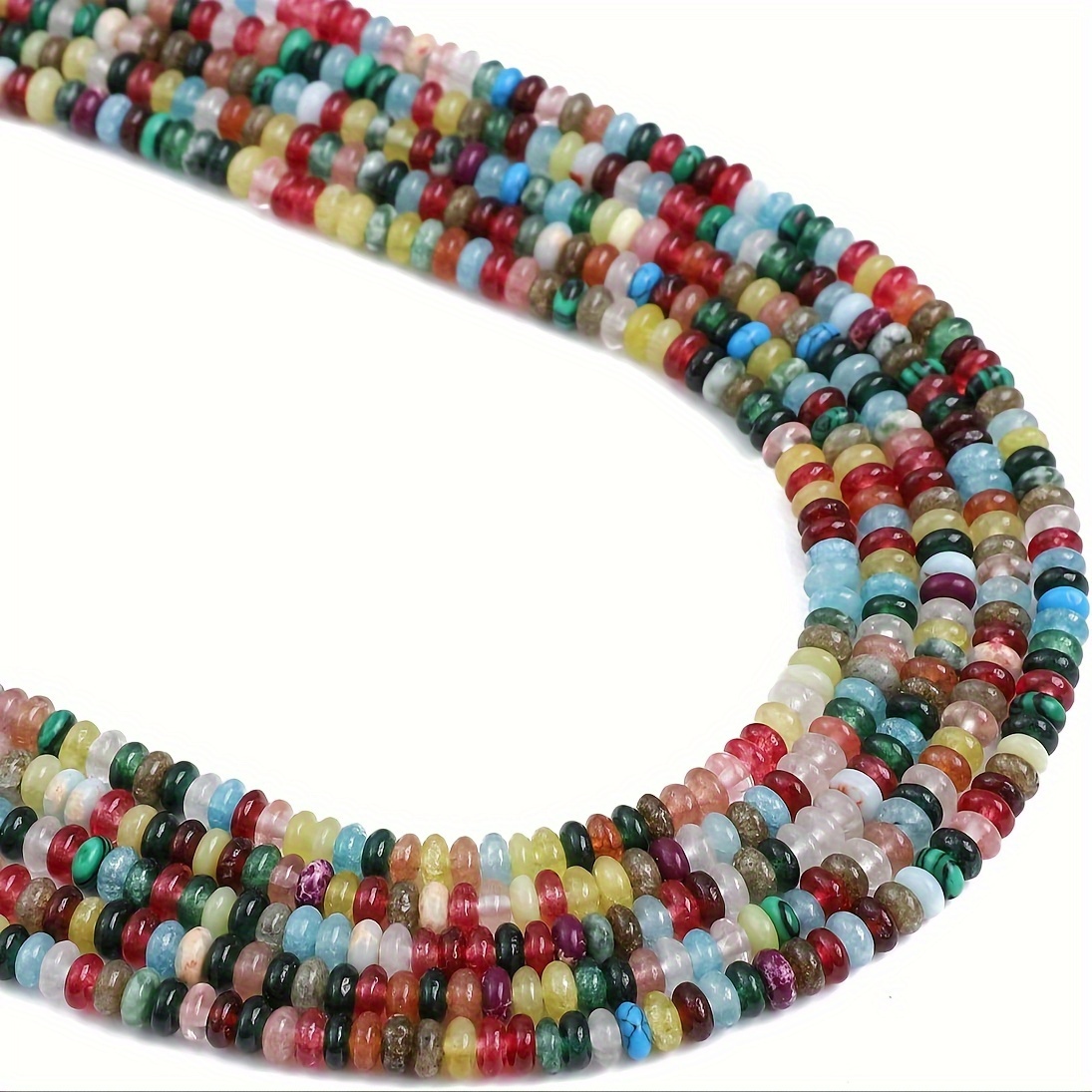 

150pcs Natural Stone Beads Mix Colored Stone Spacer Beads Disk Loose Beads For Beading Jewelry Making