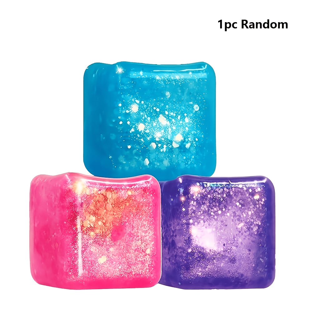   fei crystal pressure cubes elastic slow rebound shiny   sugar squeezing toys soft shiny square pressure balls   stretching and squeezing are ideal gifts for christmas valentines day and easter parties random colors