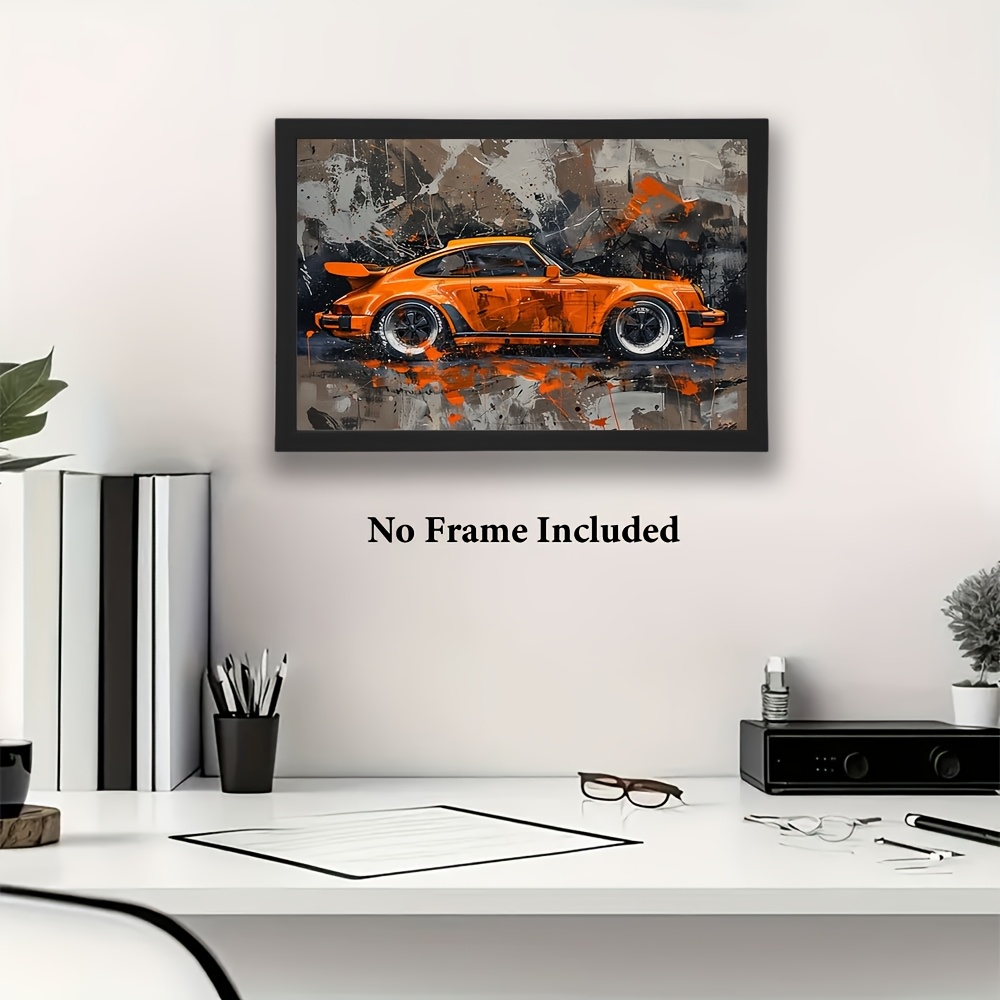 

Vintage Orange Sports Car Canvas Art - 24x16 Inch, Hd Print, Modern Wall Decor For Living Room, Bedroom, Studio, Or Hallway, , 2d, Room Decor