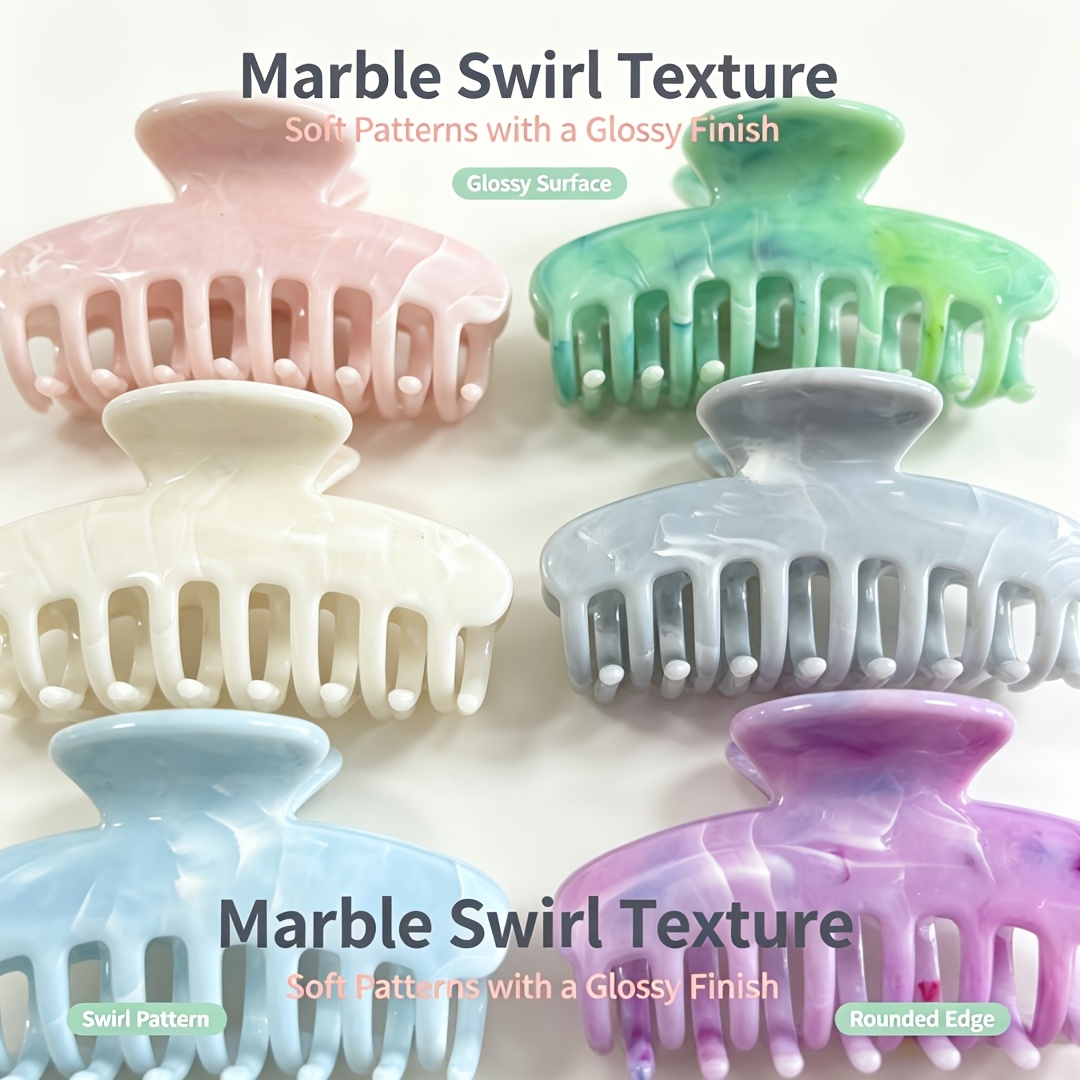 3pcs Macaron Swirl Flat Hair Clip, Half-Round Shark Clip