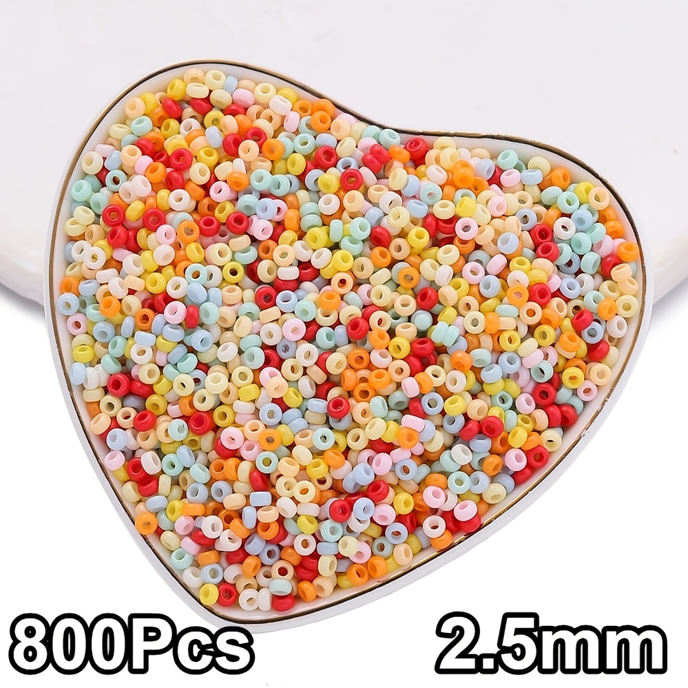 800pcs 2.5mm Multicolor Solid Color Glass Seed Beads