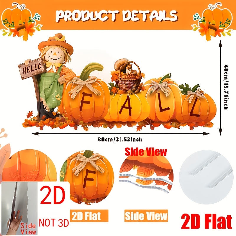 TEMU 2d Flat, Large Autumn Thanksgiving Decoration Logo, Happy Autumn Thanksgiving Pumpkin Shaped Decoration, Outdoor Garden Courtyard Lawn