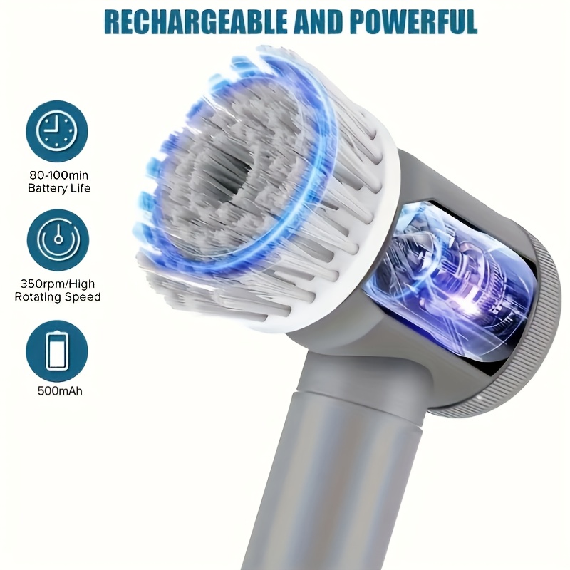 Five-in-One Electric Cleaning Brush, 500mAh with Five Replaceable Heads