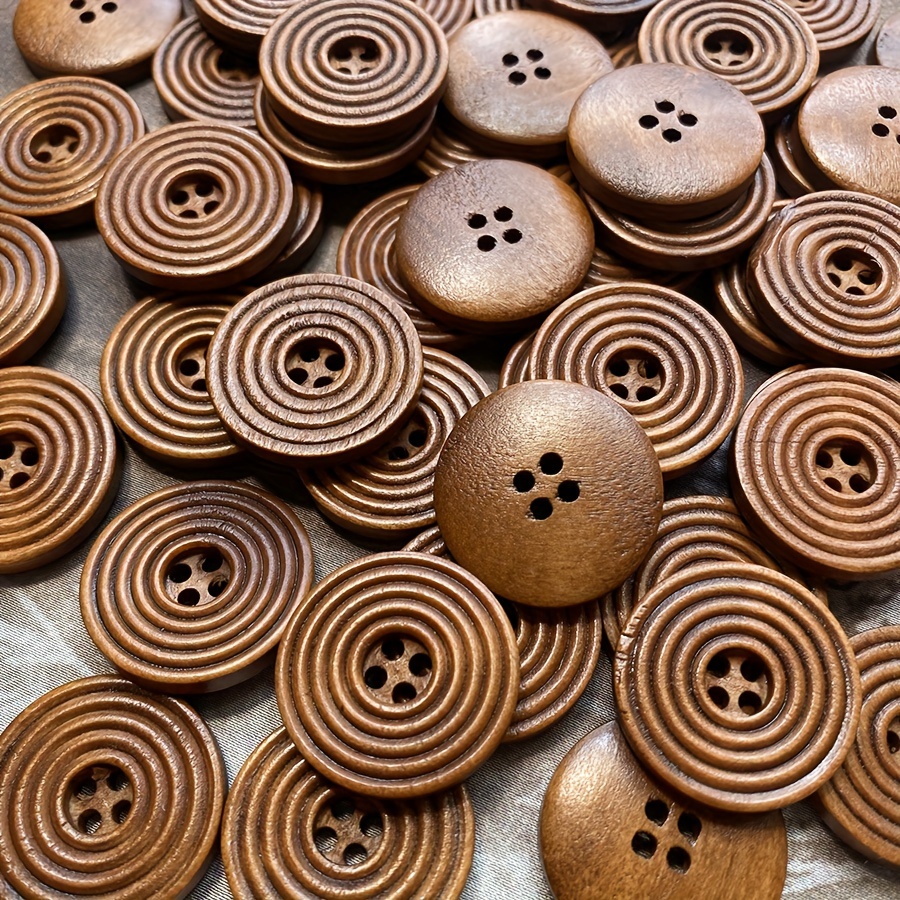 

20pcs 25mm Four-eye Wide Edge Wooden Buttons, Hand- Accessories, Buttons, Shirts, Shoes, Windbreakers, Decorative Buttons