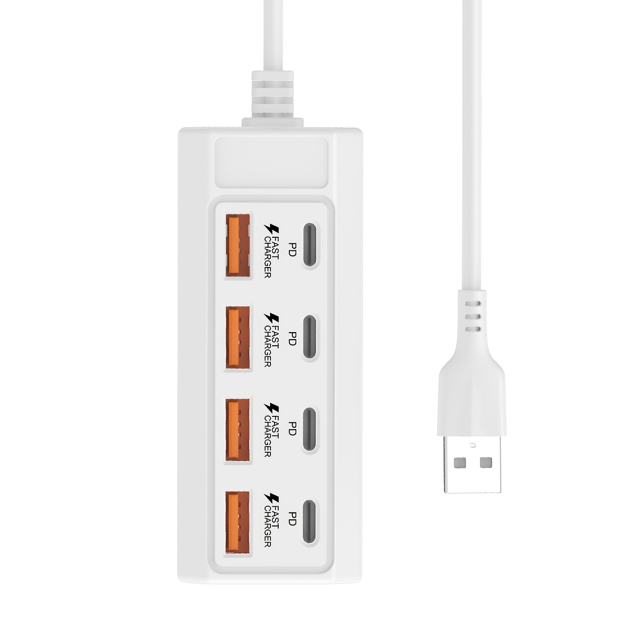 Wowssyo 8-in-1 25W Socket Adapter, 4 USB Ports + 4 Type-C PD Fast Charging Ports Power Hub, Fast Charging Type-C Multi-Plug/Multi-Output Socket, USB Hub, USB Adapter, USB-C Hub, USB Hub/Multi-Port Hub for iPhone, for MacBook, Compatible Laptops