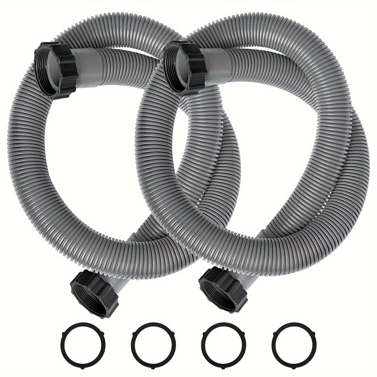 2 Gray Pool Pump Hoses, 1.5 Inches In Diameter 29060e Pool Pump Hose, Suitable For Above Ground Pools Intexx Filter Pump, Sand Filter, And Saltwater System, Long Accessory Hose