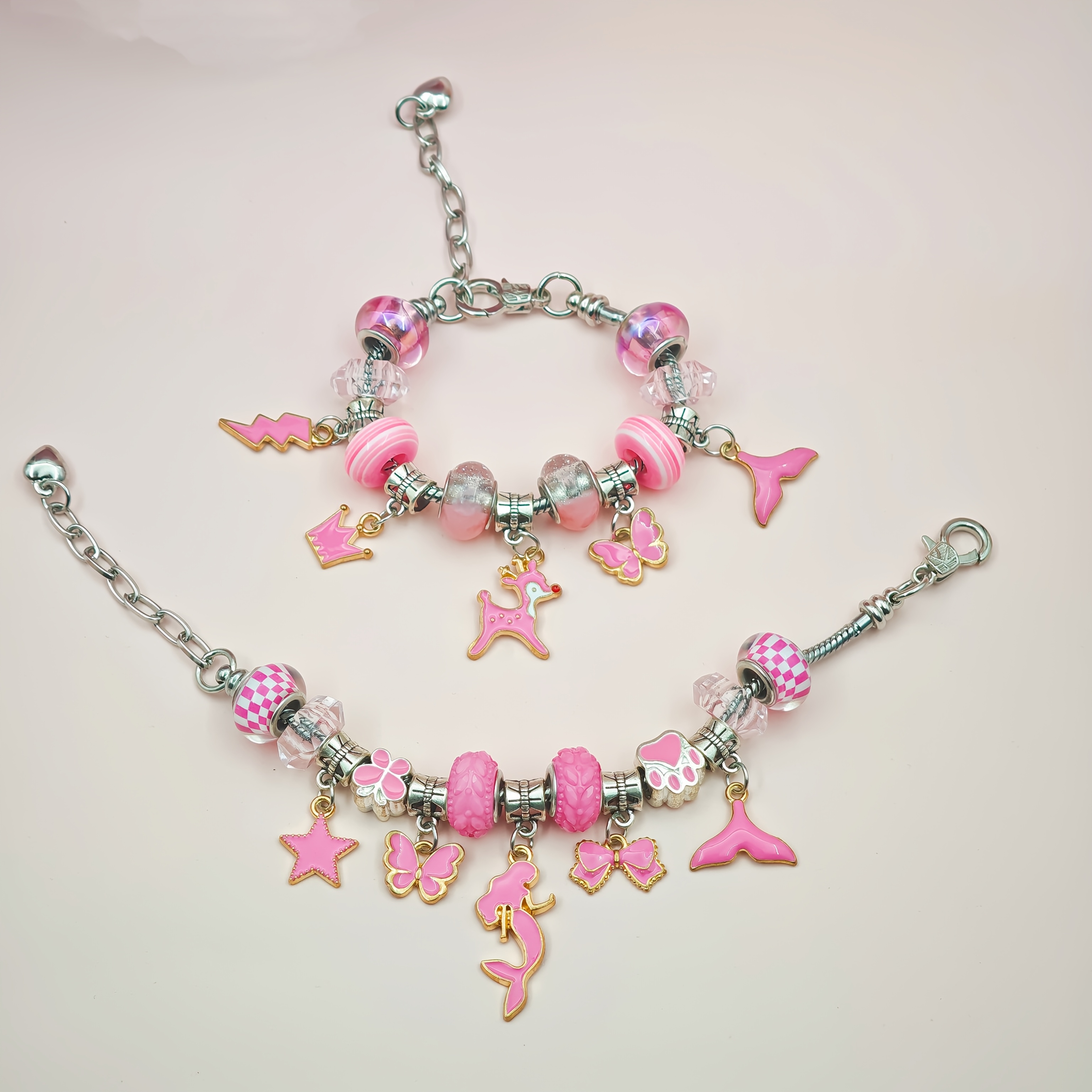 67pcs Pink Beaded Bracelet Making Kit