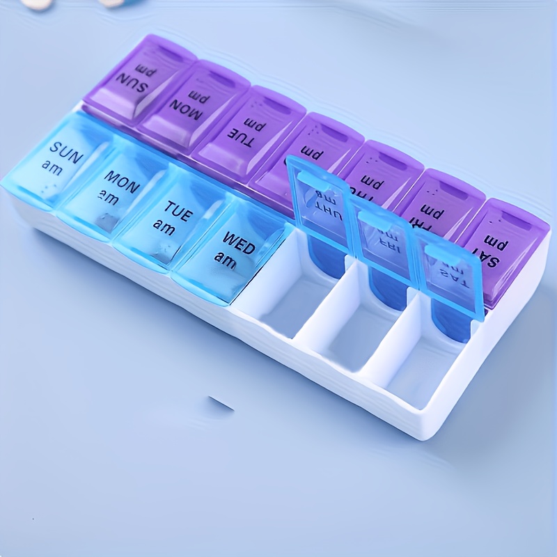 Double-row Design Compact 7-day Pill Box - Large Capacity, 14 Slots, Medicine Organizer, Portable, Small Christmas Halloween Thanksgiving Gift