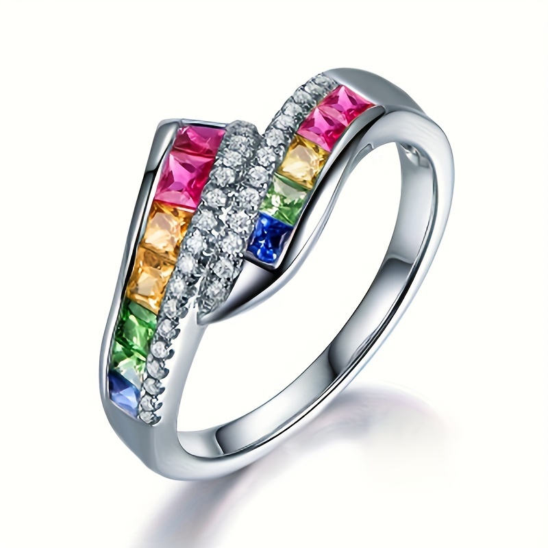 

Vintage -chic Rainbow Synthetic Gemstone Ring For Women - & Parties