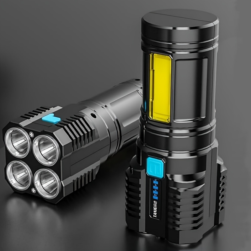 

1pc Rechargeable Flashlight, Buy 1 Get 1 Free, 1000 , With 4pcs Led Light, Rechargeable Powerful Torch Long To 200 Meters