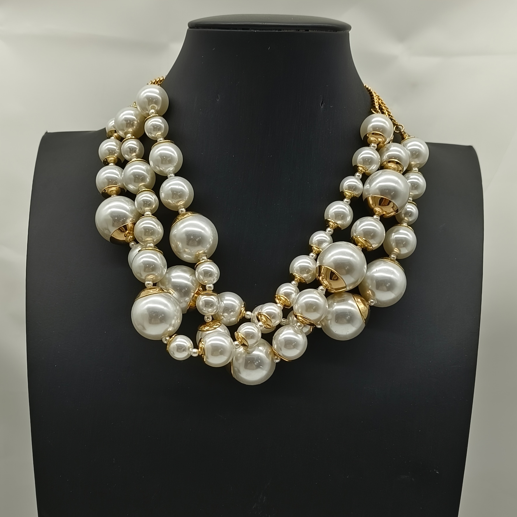 

1pc Of Pearl 3-layer Clavicle Necklace Fashionable Temperament Retro Geometric - Elegant Sexy Beaded Pearl Banquet Party Style Middle Eastern Necklace Daily Holiday Date Gift Wear