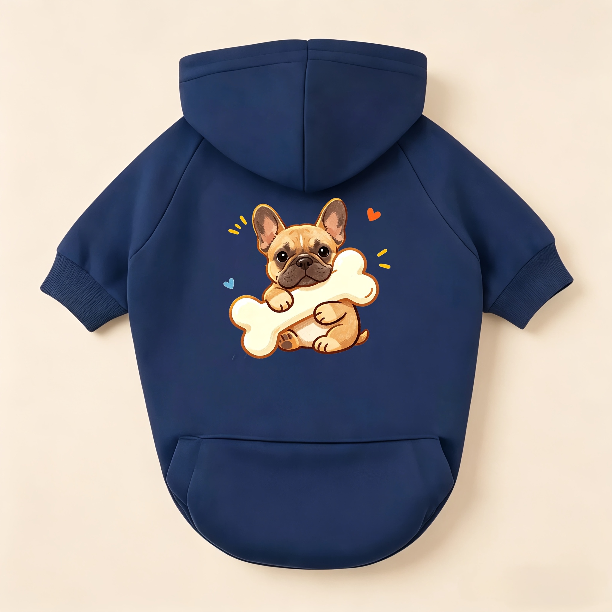 TEMU And Vibrant Dog Autumn Winter Clothes, Cute French Bulldog Bone Print, Skin-friendly Thickened Pet Apparel