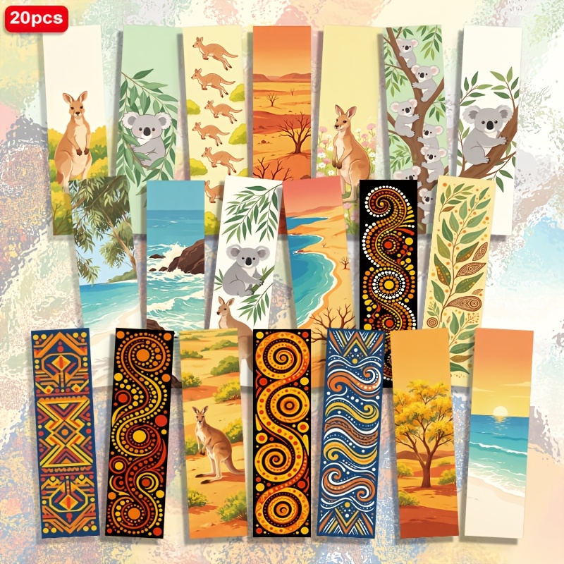 TEMU 20pcs Australian-themed Bookmark Suitable For Books, Journals, Planners - Cute Kangaroo & Koala Bookmarks With 2d Printed Paper Page Markers,