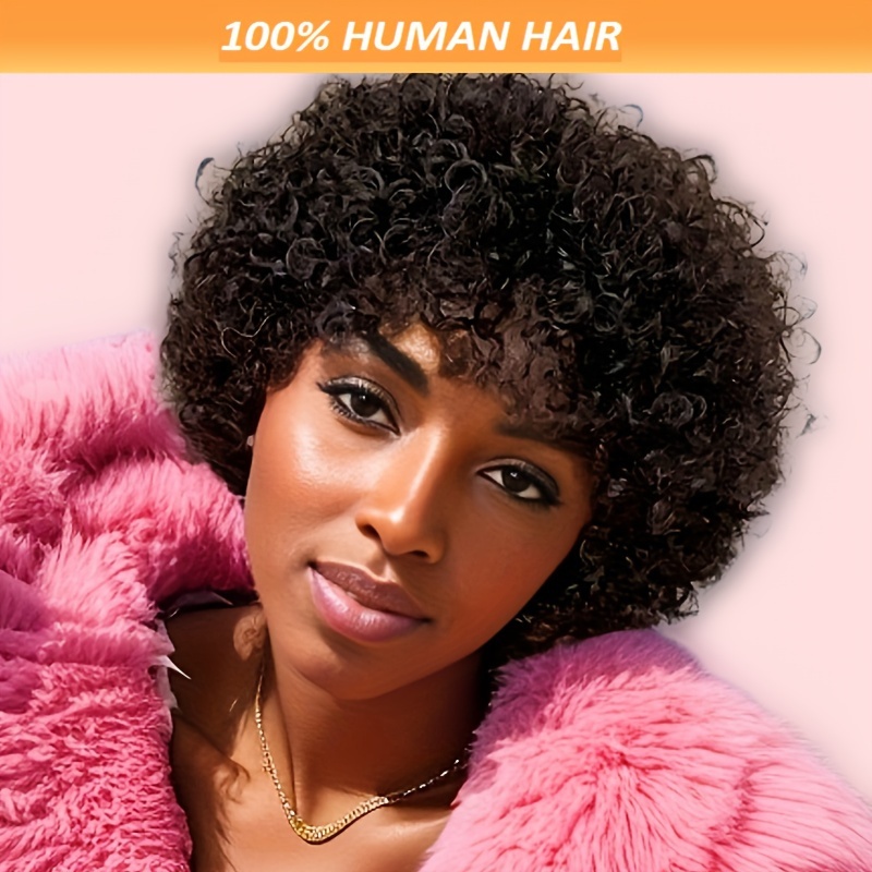 

Short Curly Pixie Cut Wigs Human Hair 180% Density 6 Inch Brazilian Remy Hair Full Machine Made Wigs For Women Human Hair Black Color Pixie Wig