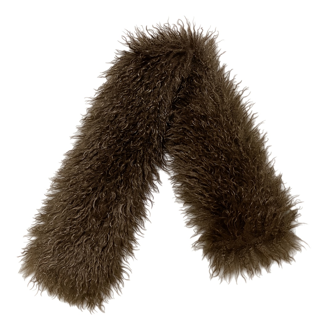 TEMU Long Plush Scarf For Women Warm Brown, Winter Double-sided Plush Thickened And Soft, Cozy And Comfortable, Fashionable Matching Accessory For