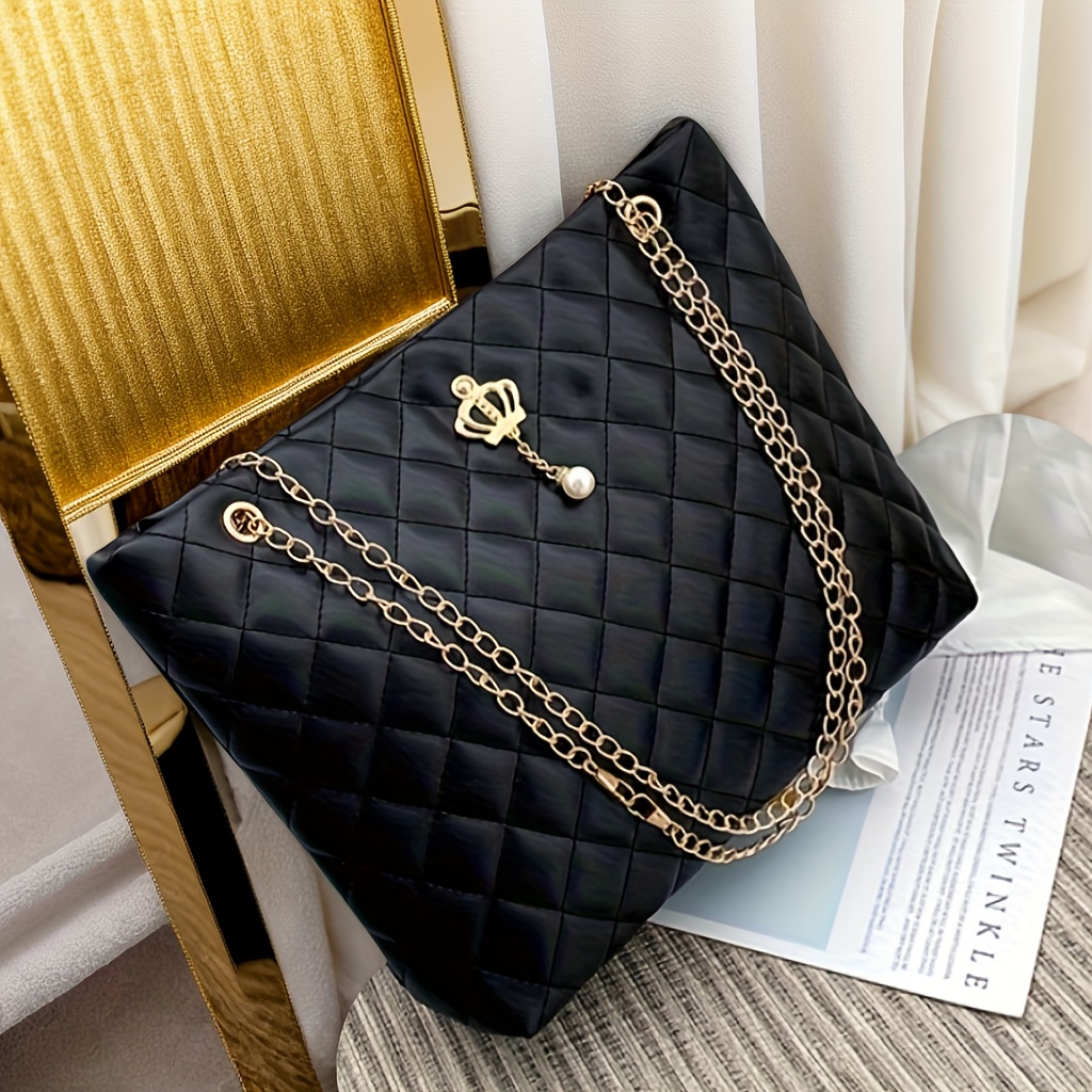 Women's Fashion Crown Chain Crossbody Bag, Zipper Closure, Elegant Daily And Formal Handbag - Suitable For Work, Parties, , Multifunctional Purse, High-quality Design, Urban Lifestyle