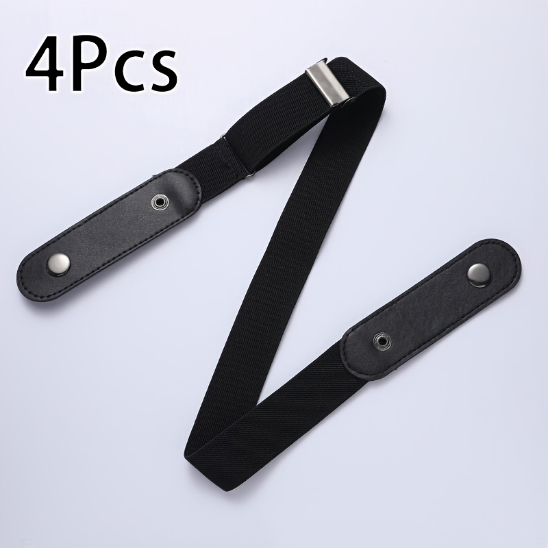 TEMU 2d Flat - 4pcs Set Of Hairk Elastic Waist Belts, Adjustable Buckle-free Belts For Jeans, Waistbands, Unisex, Figure-flattering Fit, Comfortable
