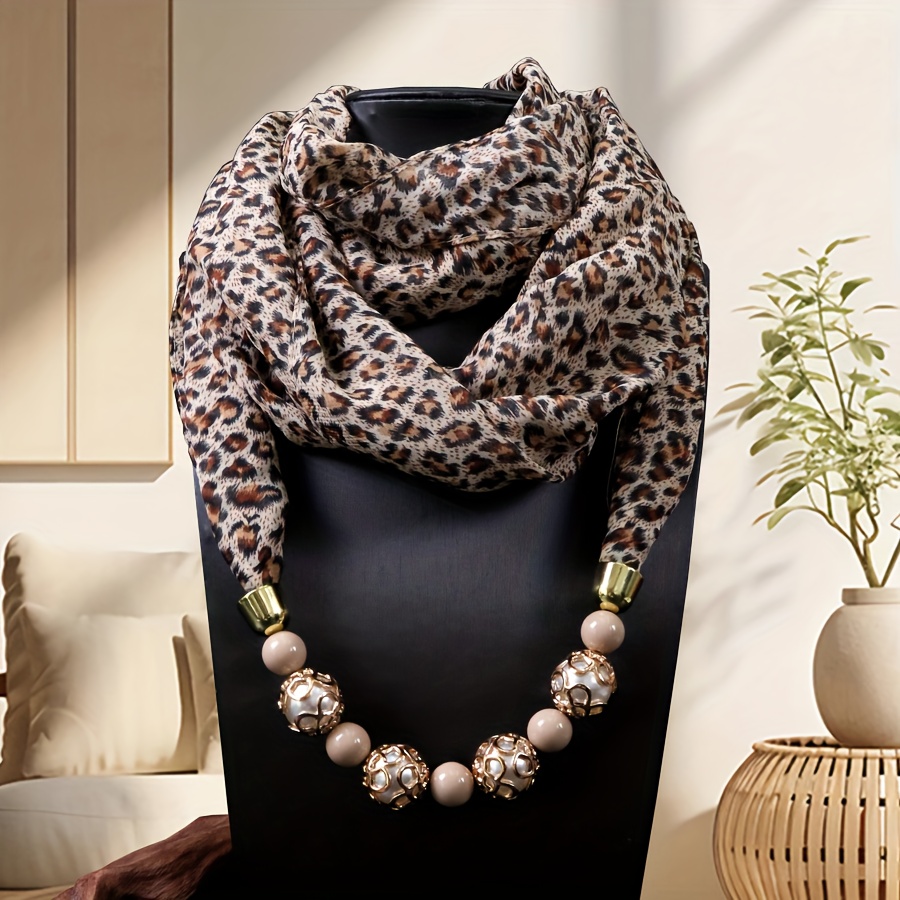 Elegant Women's Leopard Print Fashion Scarf, Made Of 100% , Suitable For Occasions Like The Beach, Outdoor Activities, Dates, And Casual