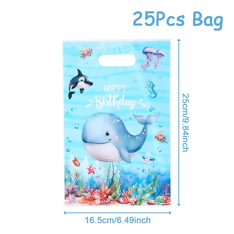 10/25/50pcs, Marine Creature Packaging Bag, 16.5*25cm, Whale Design Handheld Bag, First Birthday Celebration Supplies, Underwater Theme Tote Bags, Baby Shower Event Packaging Bags