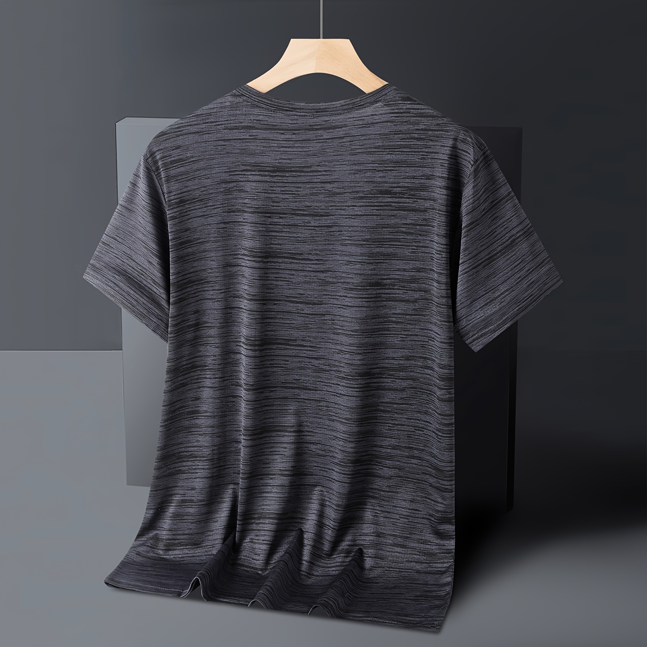Men'S Lightweight Ice Sliky Fiber Fabric Quick-Dry T-Shirt - Blue & Black Striped, Breathable & Moisture-Wicking, Loose Fit for Running, Gym, Outdoor Activities, Travel, and Casual Wear, Gym Apparel | Striped Tshirt | Quickdry Fabric