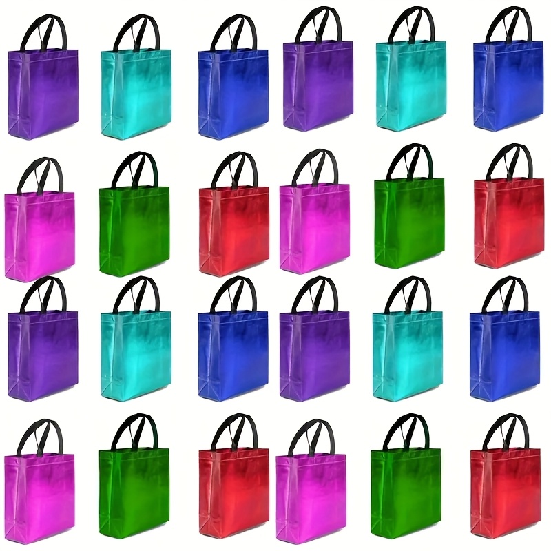 TEMU 24pcs Mixed Colors Gift Bags Reusable Gift Bags With A Glossy Finish - Perfect As Pink Goodie Bags Birthday Bags Party Favor Bags Blue Green Pearooster Blue Light Green Christmas