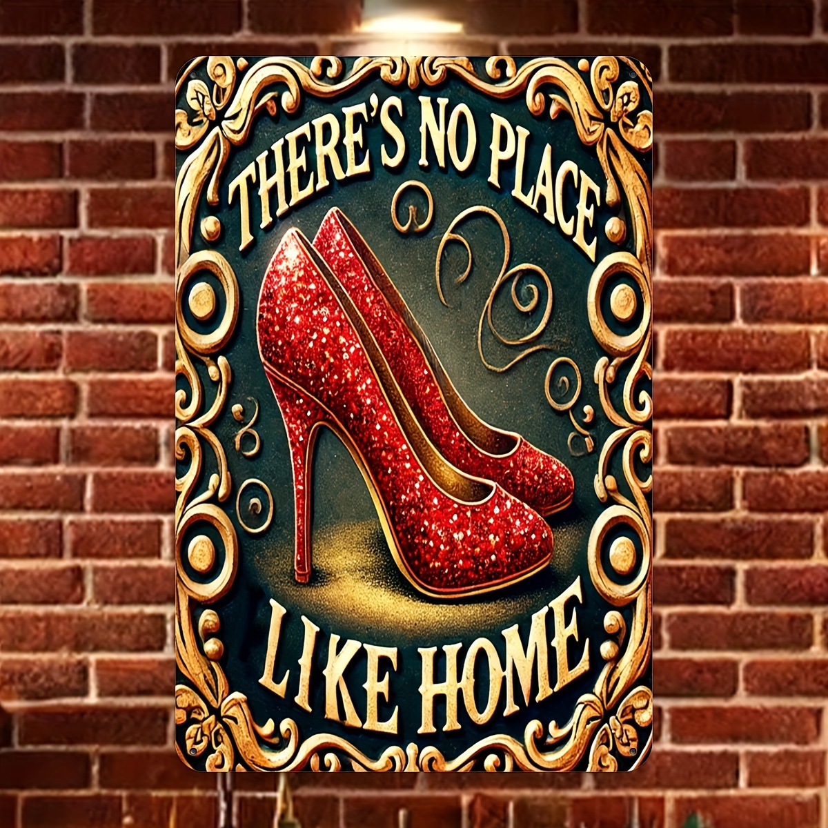 

Vintage "there's " Sparkling Red High Heel Aluminum Sign - Retro Wall Art Decorative Plaque For Home Decoration - 20x30cm (pack Of 1)