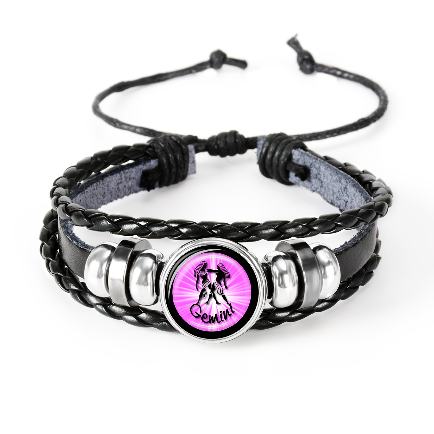 Women's Gemini Zodiac Sign Bracelet with Purple Design