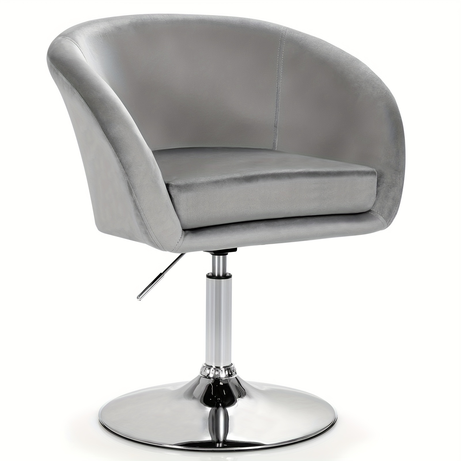 

Modern Velvet Chair Height Adjustable Bar Stool 360° Swivel Makeup Seat Grey