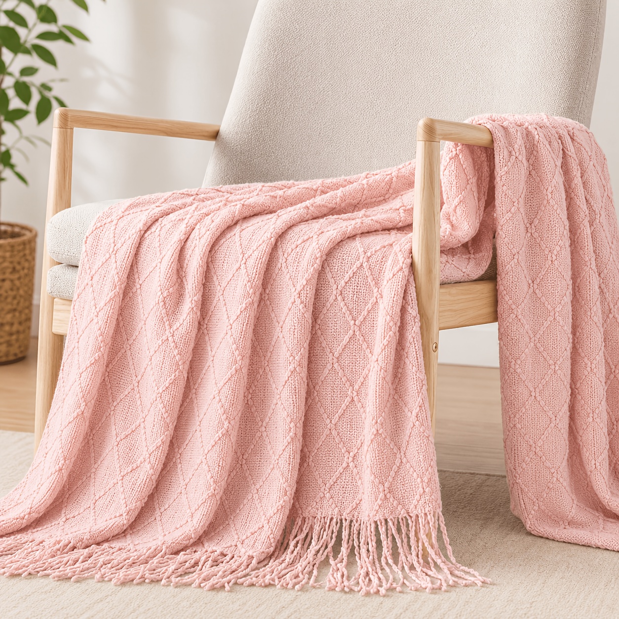TEMU 1pc Nordic-style Solid Color Blanket, Soft And Comfortable Throw Blanket For Sofa, Bed, Or Living Room Decor
