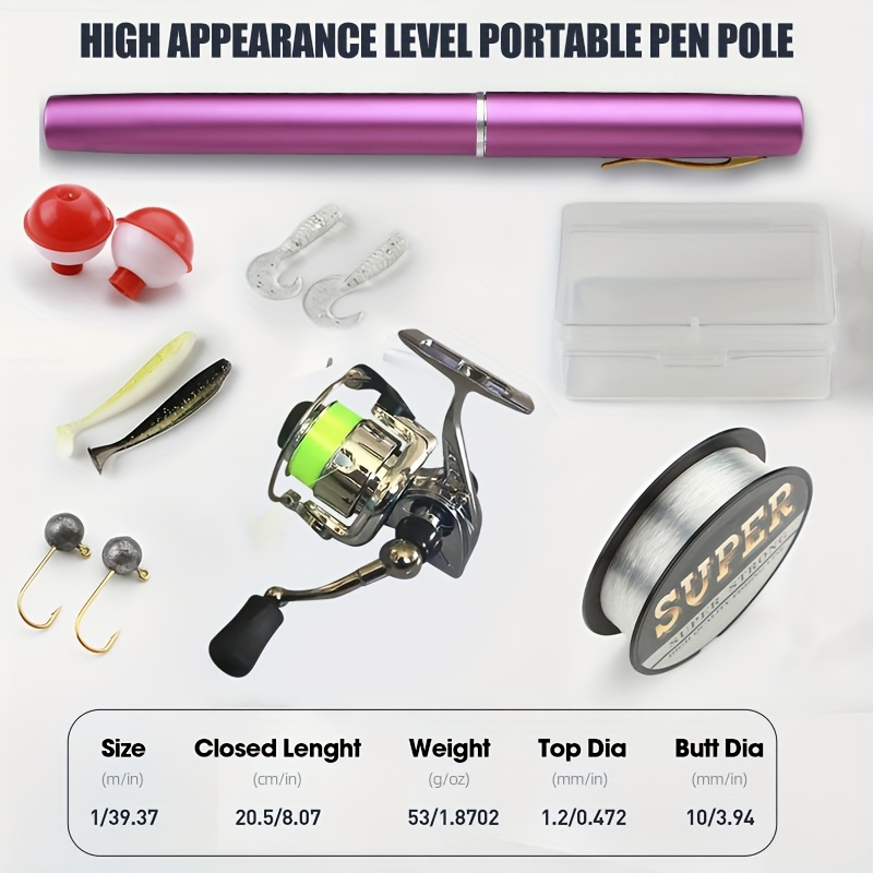 portable fishing rod reel combo kit with baits hooks floats and line lightweight glass   1m length   metal storage case   small fish under 500g pocket sized for easy carry